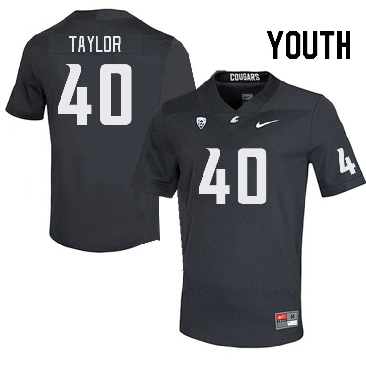 Youth #40 Joe Taylor Washington State Cougars College Football Jerseys Stitched Sale-Charcoal